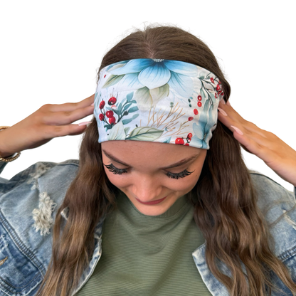 Berry and Blue Blooms Headband