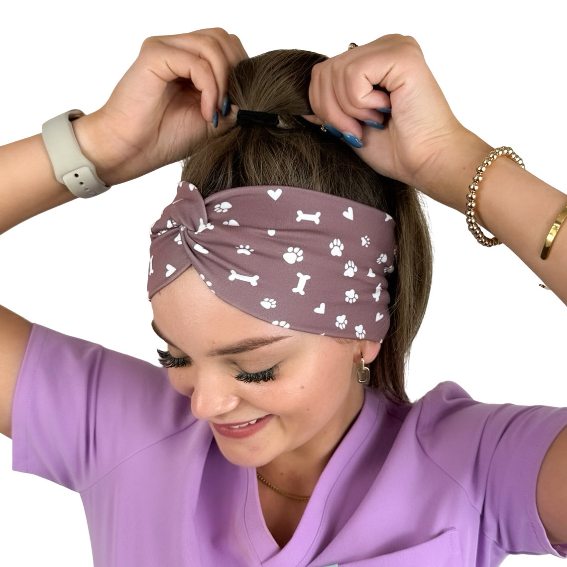 Pet Paws, Bones, &amp; Hearts - Brown Headband