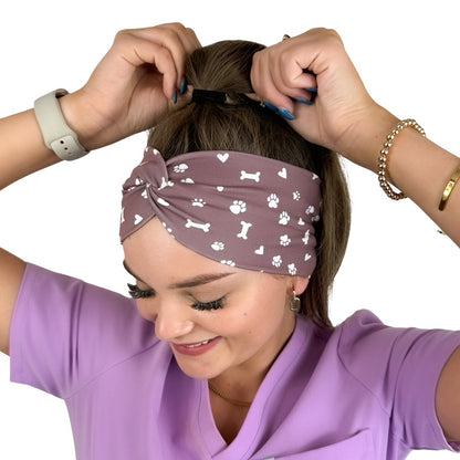 Pet Paws, Bones, &amp; Hearts - Brown Headband