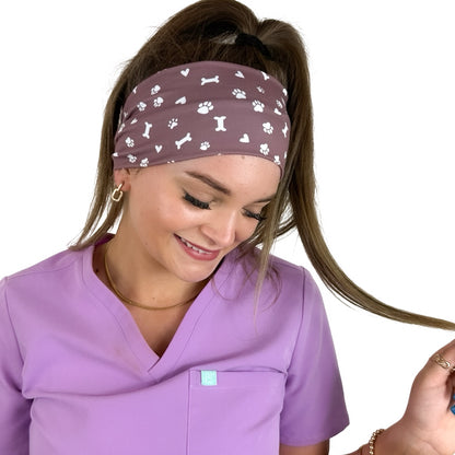 Pet Paws, Bones, &amp; Hearts - Brown Headband