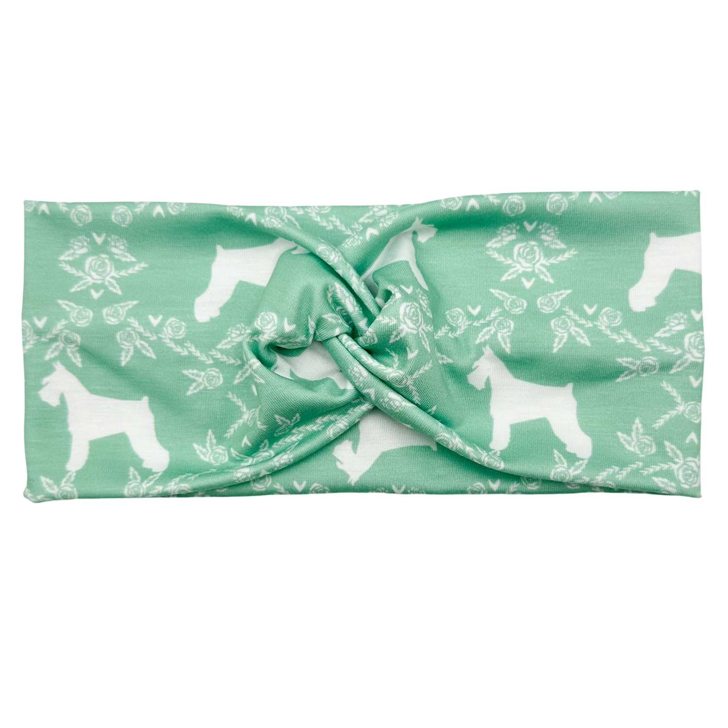 Floral Schnauzers - Green Headband