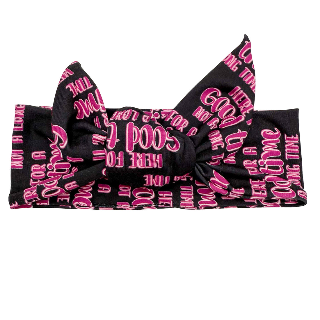 Here For A Good Time Not A Long Time - Purple &amp; Black Adjustable Tie Headband