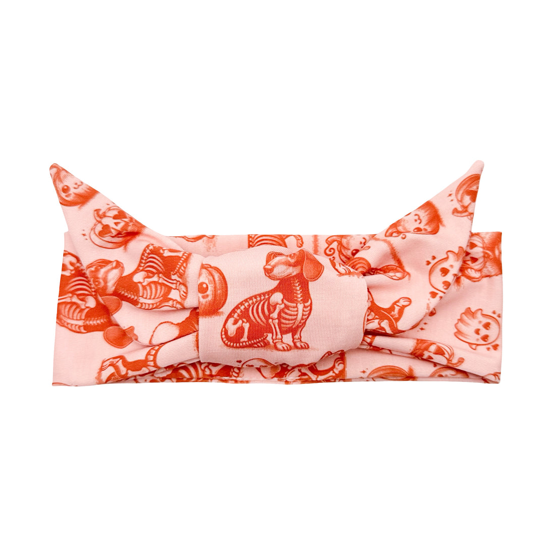 Orange Skeleton Pups - Adjustable Tie Headband