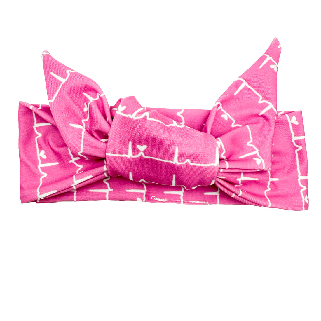 Nurse White Heartbeat - Pink Adjustable Tie Headband