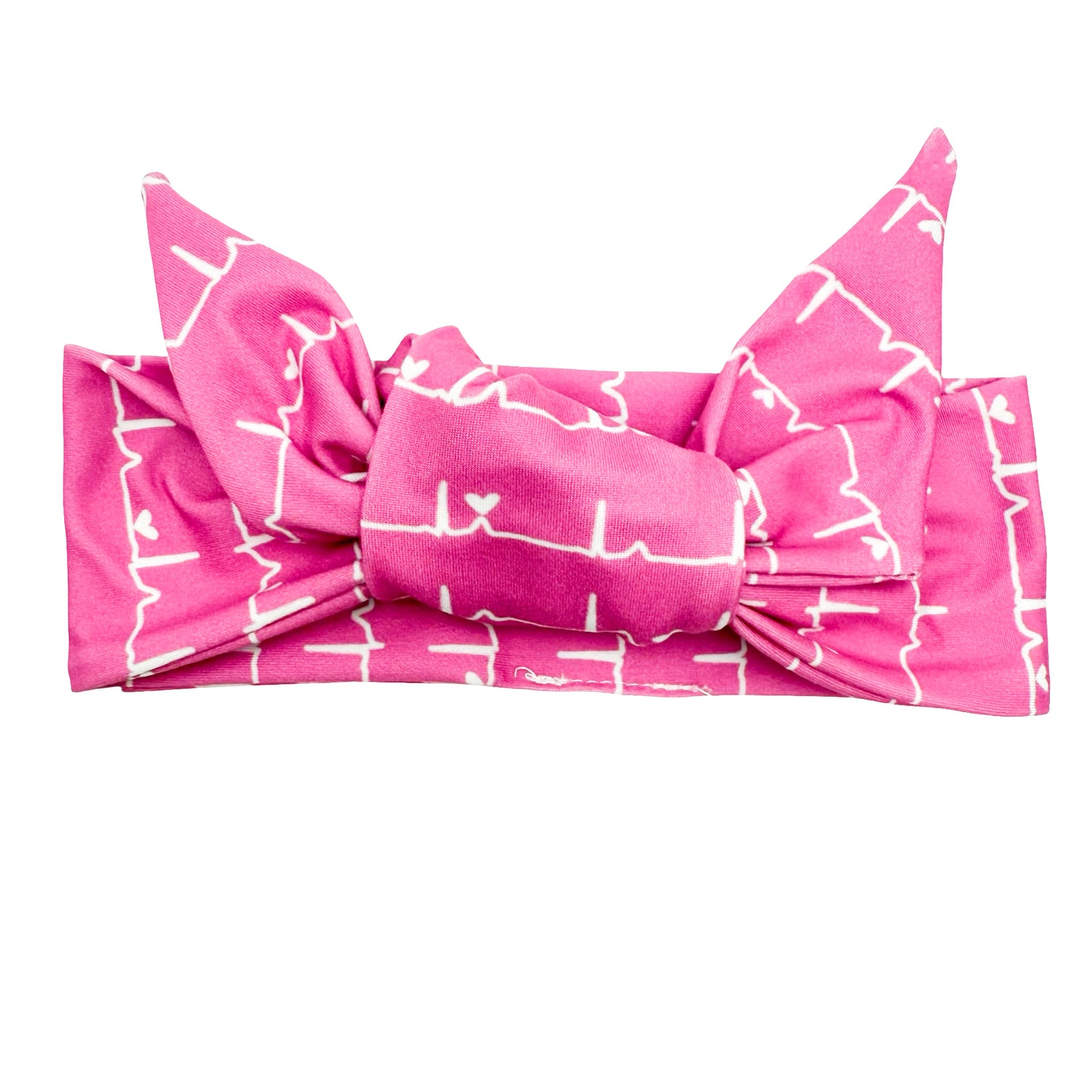 Nurse White Heartbeat - Pink Adjustable Tie Headband