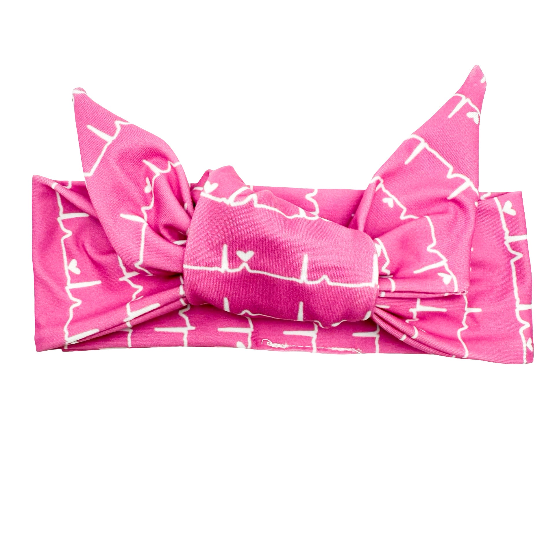 Nurse White Heartbeat - Pink Adjustable Tie Headband