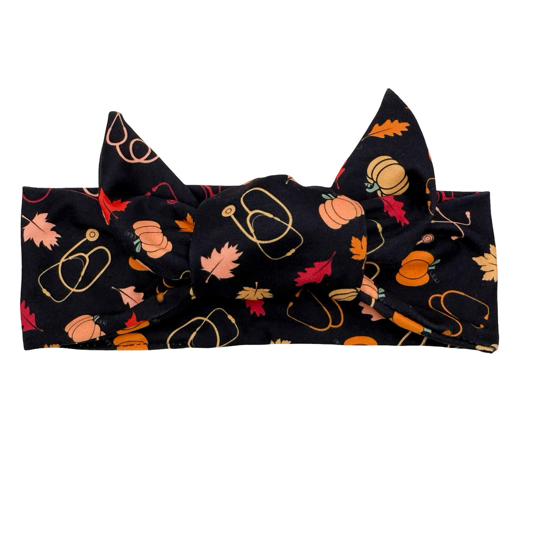 Pumpkin, Leaves, & Stethoscopes - Adjustable Tie Headband