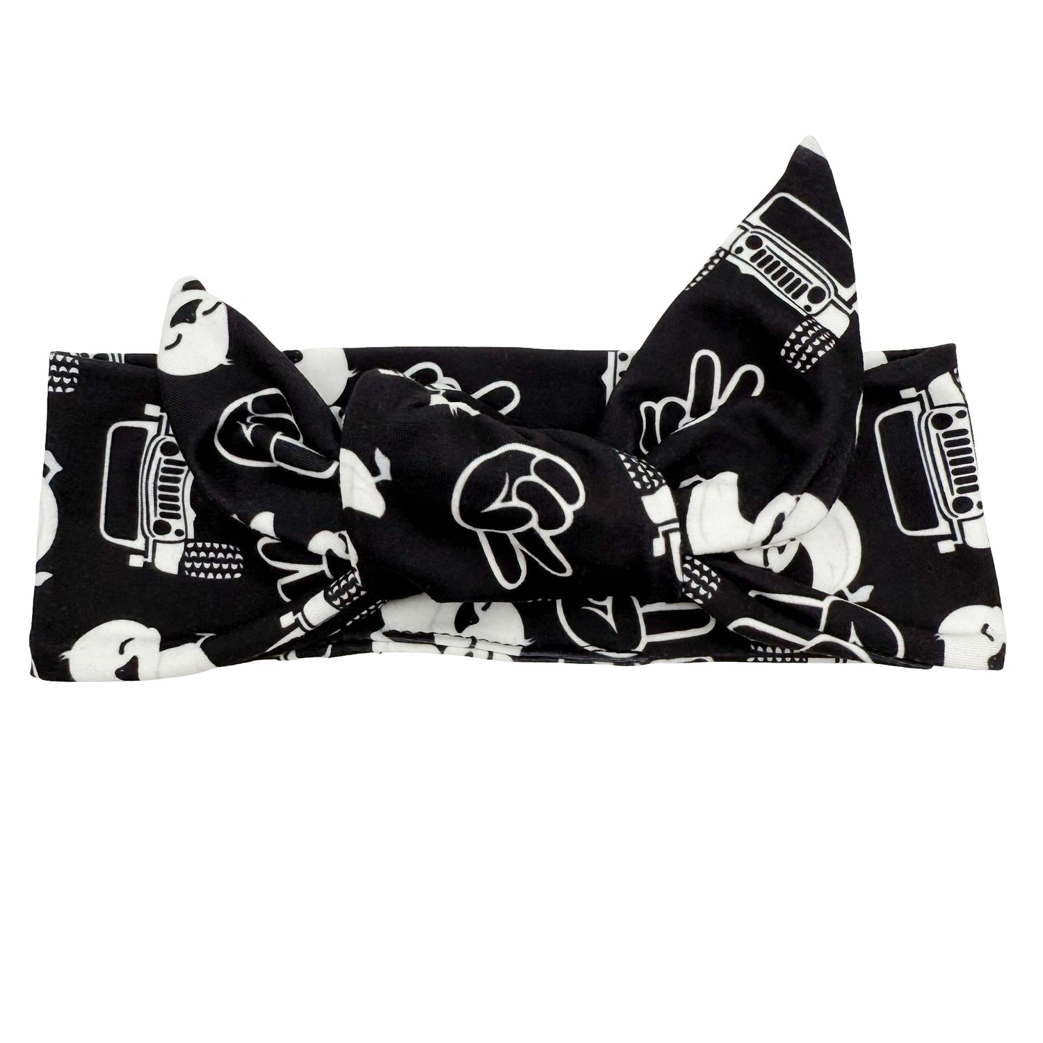 Jeep &amp; Rubber Duck -  Black Adjustable Tie Headband