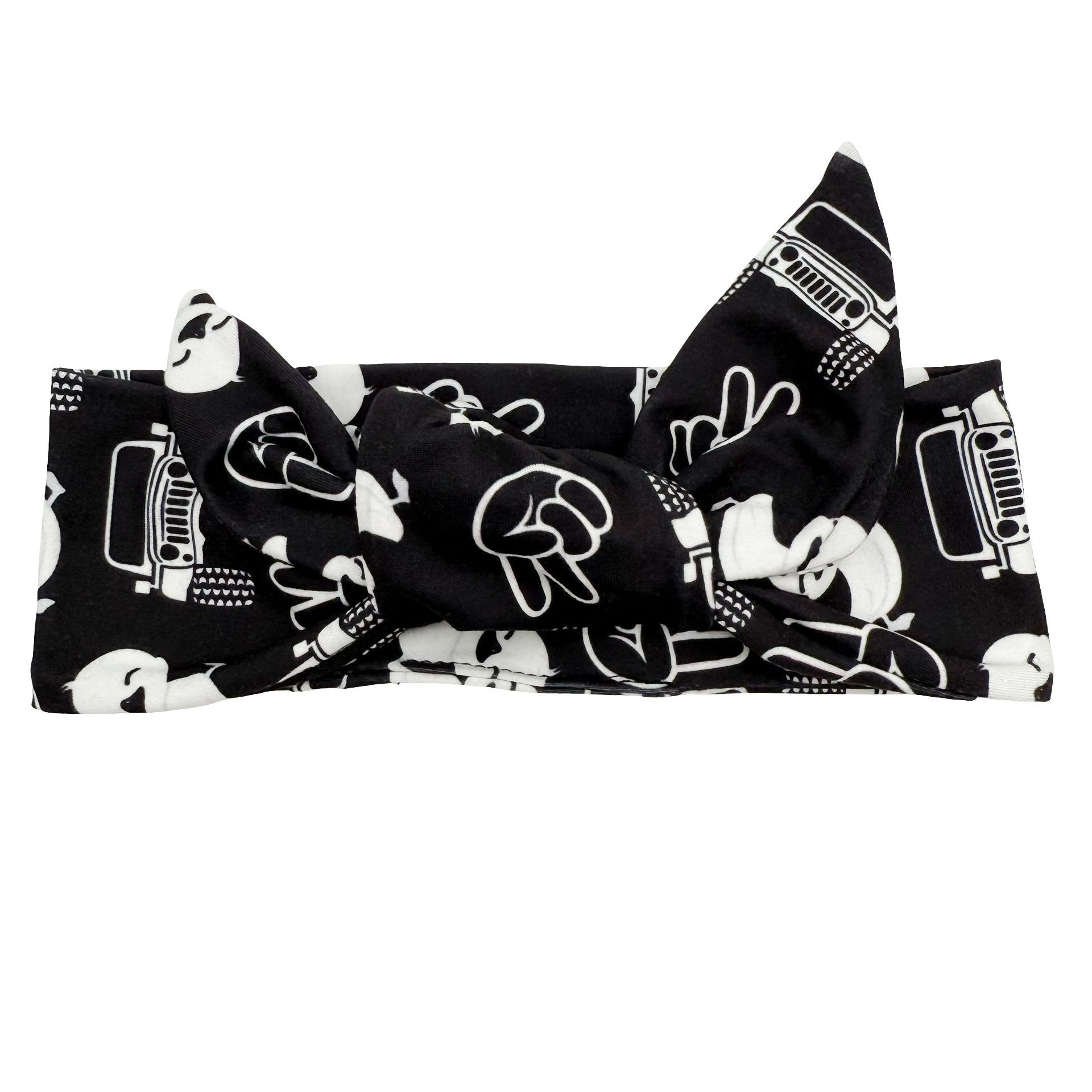 Jeep &amp; Rubber Duck -  Black Adjustable Tie Headband