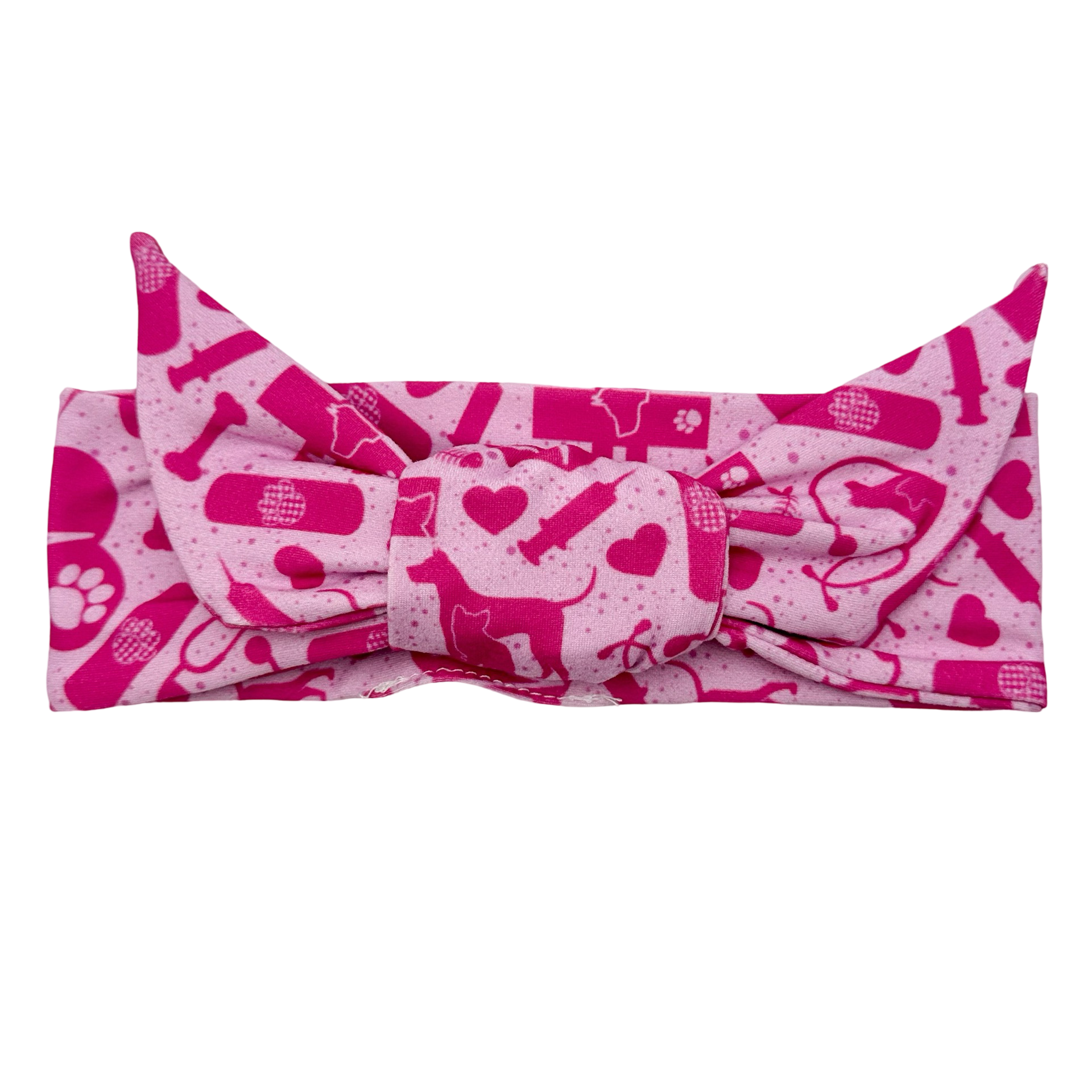 Vet Med Essentials - Pink Adjustable Tie Headband