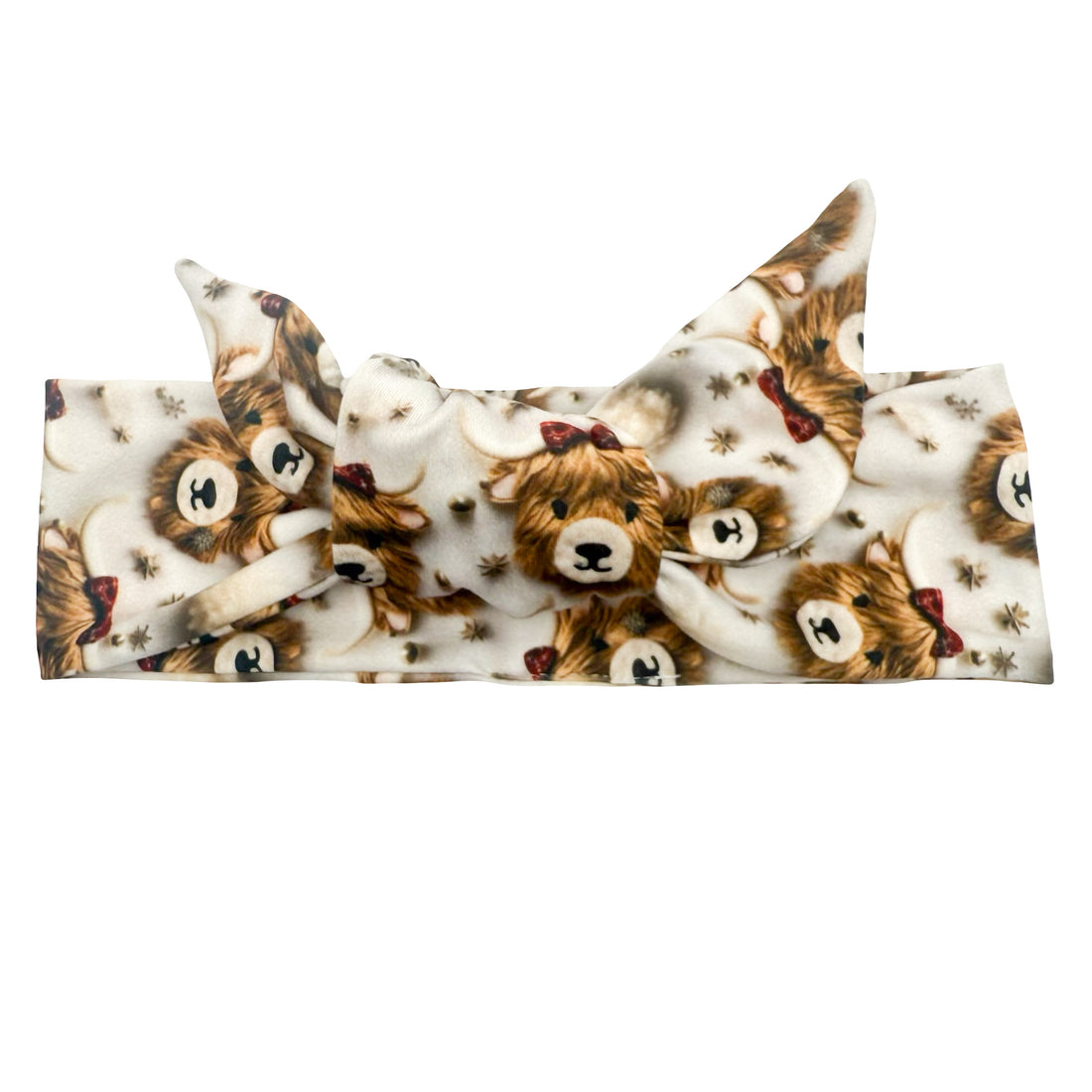 *Limited Edition* Whimsical Highland Cow Christmas Adjustable Tie Headband