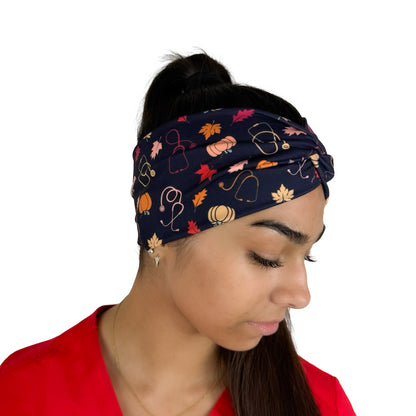 Pumpkin, Leaves, &amp; Stethoscopes Headband