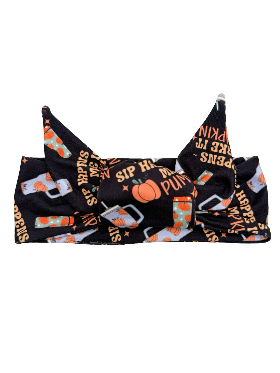 Sip Happens - Make It Pumpkin Adjustable Tie Headband
