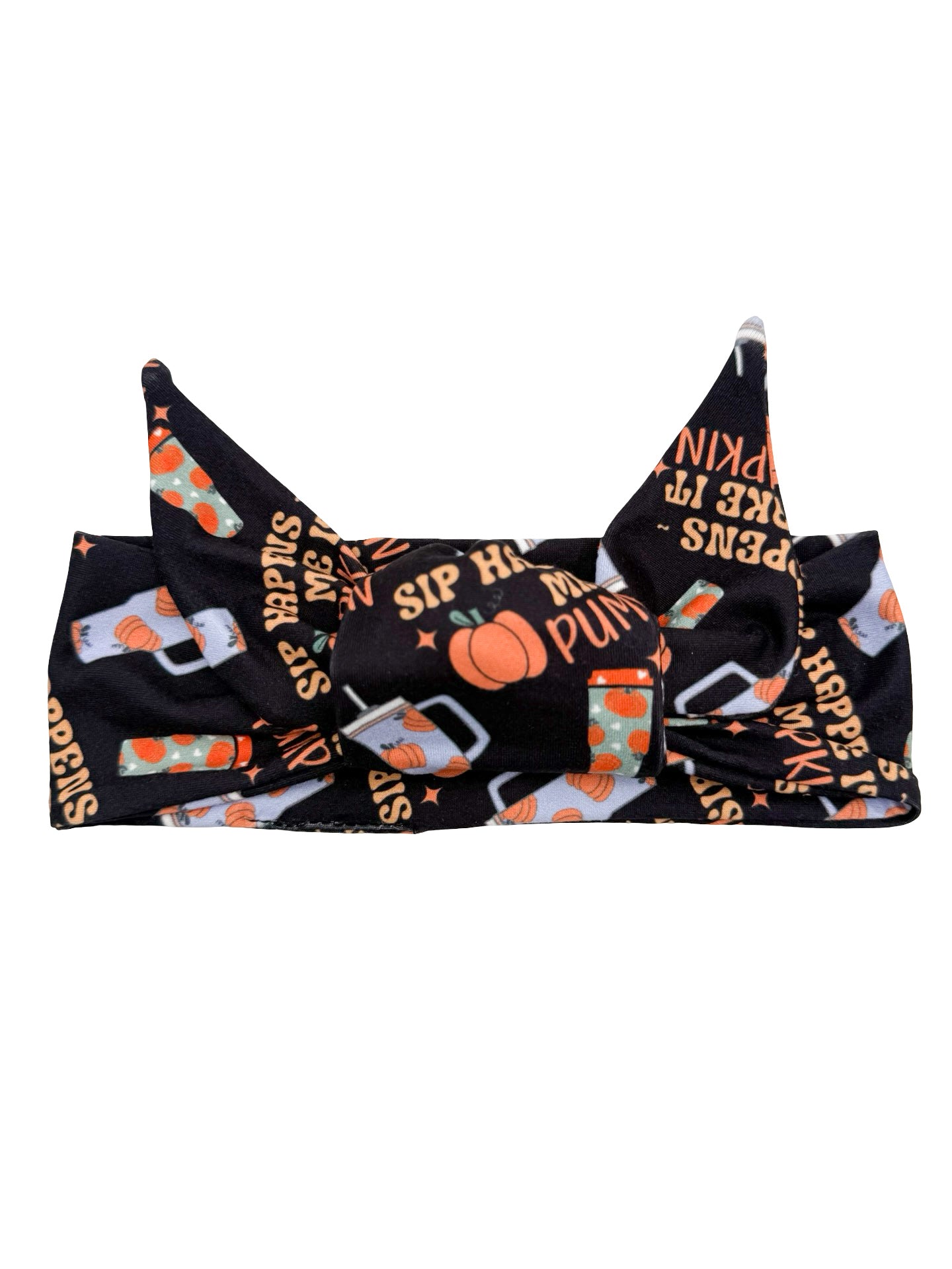 Sip Happens - Make It Pumpkin Adjustable Tie Headband