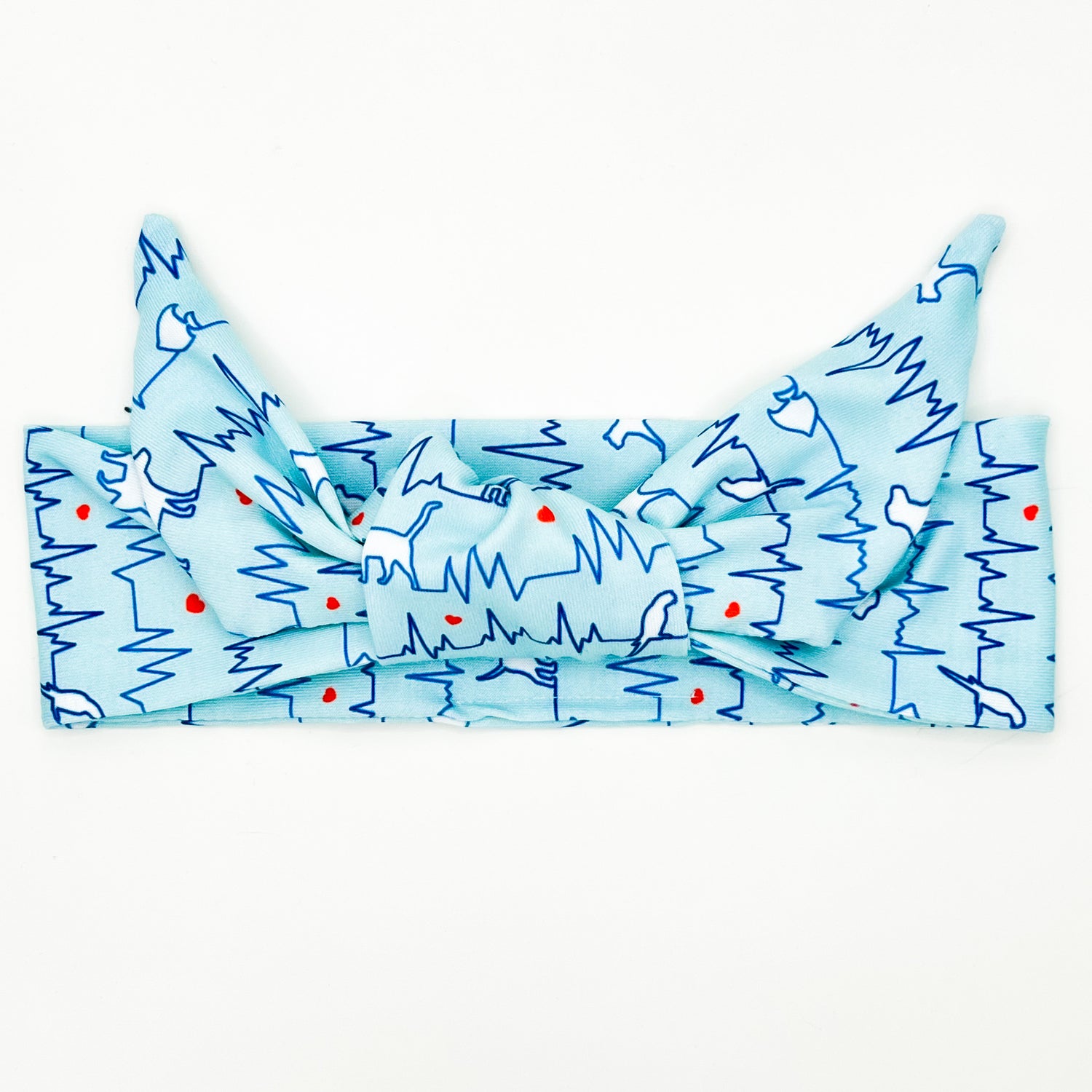 Vet Heartbeat - Blue Adjustable Tie Headband