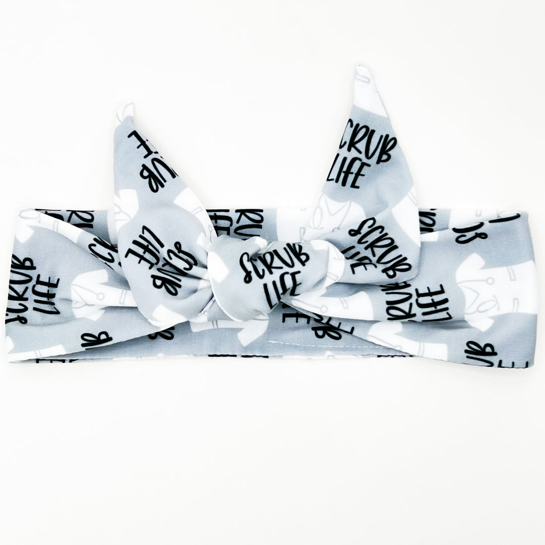 Gray Scrub Life Adjustable Tie Headband